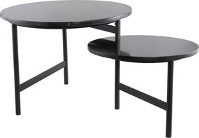 ΤΡΑΠΕΖΆΚΙΑ ΣΑΛΟΝΙΟΎ PTMD SIDETABLE WAZE MARBLETABLETOP BLACK 60 CM B-K