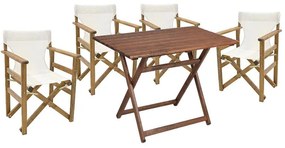 Dining table Retto set of 5 pieces solid beech wood walnut-PVC white 100x60x71cm 100x100x71 εκ.