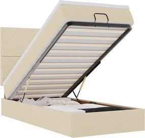 vidaXL Οθωμανικό κρεβάτι με στρώμα Cream 90x190cm ύφασμα