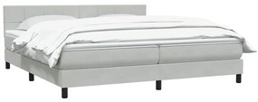 vidaXL Κρεβάτι Boxspring με Στρώμα Ανοιχτό Γκρι 180x210 εκ. Βελούδινο