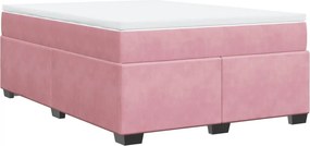 vidaXL Κρεβάτι Boxspring με Στρώμα Ροζ 160x200 εκ. Βελούδινο