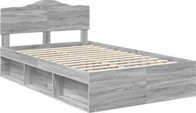 vidaXL Σκελετός Κρεβατιού Γκρι Sonoma 135 x 190 cm