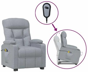 vidaXL Πολυθρόνα Μασάζ με Ανύψωση Ανοιχτό Γκρι Υφασμάτινη