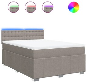 vidaXL Κρεβάτι Boxspring με Στρώμα Taupe 140x190 εκ. Υφασμάτινο