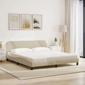 vidaXL Κρεβάτι με Στρώμα Dover Κρεμ 180x200 εκ. Υφασμάτινο