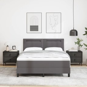 vidaXL Kρεβάτι  με ελατήρια και στρώμα σε γκρι, 160x200 εκ, ψεύτικο δέρμα