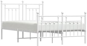 vidaXL Πλαίσιο Κρεβατιού με Κεφαλάρι&Ποδαρικό Λευκό 135x190εκ. Μέταλλο