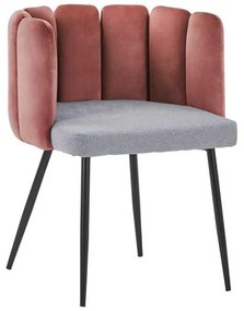 ARMCHAIR VELVET DUSTY PINK AND FABRIC GRAY  63x56x76,5Υ cm.