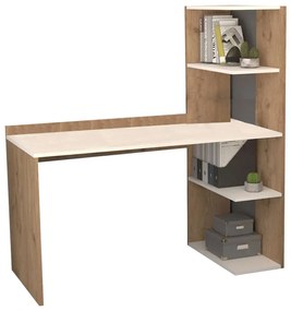 Γραφείο εργασίας με βιβλιοθήκη Caolin pakoworld μελαμίνης oak-λευκό 110x52x140εκ Model: 197-000218