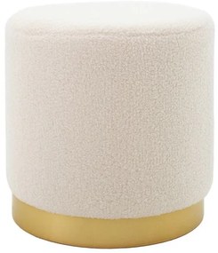 Σκαμπό Dash μπουκλέ κρεμ-χρυσό Φ35x35εκ 257-000007 Pakoworld 257-000007 Χρυσό