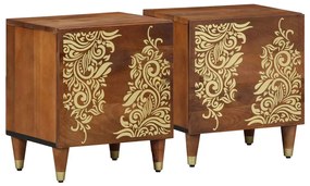 vidaXL Κομοδίνο 2 pcs καφέ μελί 40 x 33 x 46 εκ. Μασίφ ξύλο μάνγκο