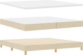 vidaXL LED Κρεβάτι με βάθρο με κεφαλάρι Κρεμ 200 x 200 cm ύφασμα