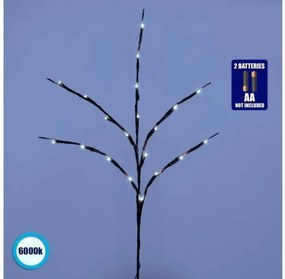Διακοσμητικό Φωτιζόμενο Εύκαμπτο Κλαδί 20 LED 3W 300lm Μπαταρίας 6000K Φ62.5 x Υ70cm Globostar-79800-Μαύρο 79800