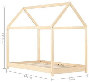 Πλαίσιο Κρεβατιού Παιδικό Τύπου Montessori 70 x 140 εκ. Μασίφ Ξύλο Πεύκου - Καφέ