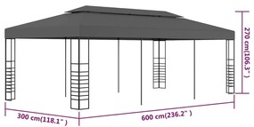 vidaXL Κιόσκι / Τέντα Εκδηλώσεων Ανθρακί 3 x 6 μ.