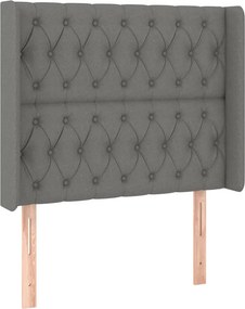 vidaXL Κρεβάτι Boxspring με Στρώμα &amp; LED Σκ.Γκρι 90x200 εκ. Υφασμάτινο