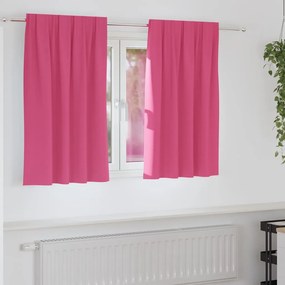 vidaXL Κουρτίνες Μαύρης Ύφανσης με Δαχτυλίδια 2 pcs Φωτεινό ροζ