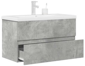 Σετ Επίπλων Μπάνιου 2 Τεμαχίων Γκρι Σκυροδέματος από Επεξ. Ξύλο