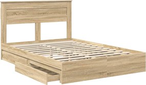 vidaXL Κρεβάτι Αποθήκης Δρύς Sonoma 140 x 200 cm Επεξεργασμένο ξύλο