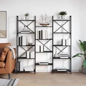 vidaXL Ράφι Βιβλίων Μαύρη δρυς 156 x 25 x 167.5 εκ Επεξεργασμένο ξύλο