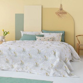 Σεντόνια FL6198 (Σετ 3τμχ) Grey-Yellow Palamaiki  Semi-double 170x260cm 100% Βαμβάκι