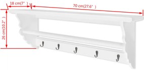 vidaXL Κρεμάστρα σε Μπαρόκ Στυλ Λευκή από MDF