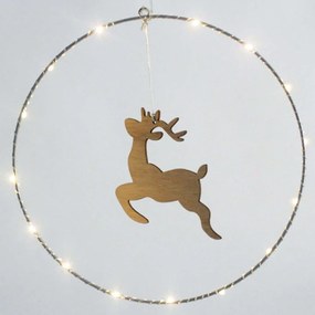 Χριστουγεννιάτικο Διακοσμητικό Κρεμαστό Circle Reindeer Led X09201103 15x13cm Με Μπαταρίες Beige Aca