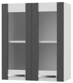 CHARLOTΤE Πάνω Ντουλάπι Με Τζάμι 60x30.5x71.8εκ με μεταλλικά χερούλια Γραφίτης - SO-CV60G-GR - SO-CV60G-GR