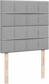 vidaXL Κρεβάτι Boxspring με Στρώμα Ανοιχτό Γκρι 90x200 εκ. Υφασμάτινο