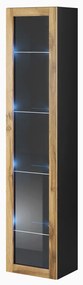 glazed cabinet VIGO WITR. SZKŁO 180 black/ wotan oak DIOMMI CAMA-VIGO-WITRYNA-SZKŁO-CZARNY/DAB WOTAN