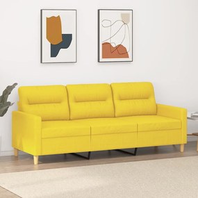Καναπές Τριθέσιος Ανοιχτό Κίτρινο 180 εκ. Υφασμάτινος