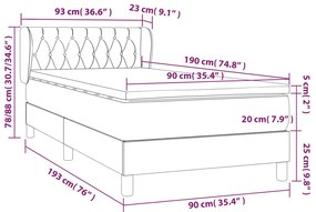 vidaXL Κρεβάτι Boxspring με Στρώμα Ροζ 90x190 εκ. Βελούδινο