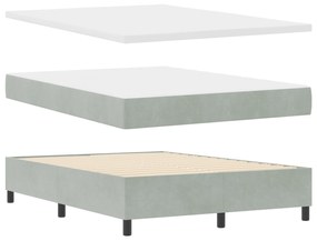 vidaXL Κρεβάτι Box Spring με Στρώμα & Πάγκο Ανοιχτό Γκρι 140x200 εκ Βελούδο