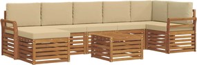 vidaXL Σειρά Καναπέ Εξωτερικού με μαξιλάρι 8 pcs Φυσικό και Μπεζ