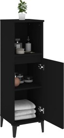 vidaXL Ντουλάπι Μπάνιου Μαύρο 30x30x100 εκ. Επεξεργασμένο Ξύλο