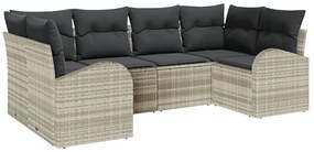 vidaXL Σετ Καναπέ Κήπου 6 pcs Ανοιχτό γκρι Πολυ ράταν