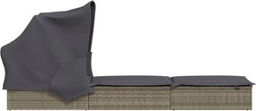 vidaXL Ξαπλώστρα με Πτυσσόμενη Οροφή Γκρι 213x63x97 εκ. Συνθ. Ρατάν