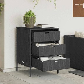 vidaXL Ντουλάπι Αποθήκευσης Κήπου Μαύρο 55x59x80 εκ. Συνθετικό Ρατάν