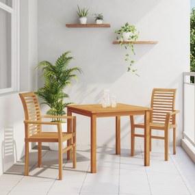 vidaXL Στοιβάσιμη Καρέκλα Κήπου 2 τμχ Μασίφ Ξύλο Τικ