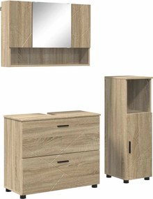 vidaXL Σετ Επίπλων Μπάνιου 3 τμχ. Δρύς Sonoma 76,5 x 35 x 64 εκ