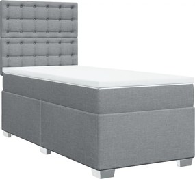 vidaXL Κρεβάτι Boxspring με Στρώμα Ανοιχτό Γκρι 100x200 εκ. Υφασμάτινο