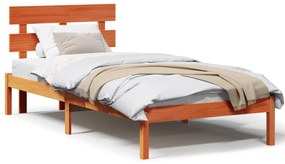 vidaXL Κρεβάτι με Κεφαλάρι Κερωμένο Καφέ 75x190 εκ. Μασίφ Ξύλο Πεύκου