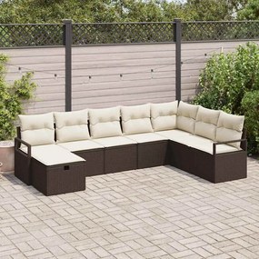 vidaXL Σετ Καναπέ Κήπου 8 pcs Καφέ και κρεμ 287 x 177 x 85 εκ.