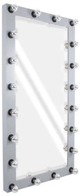 MIRROR-160x80-3 GloboStar®  MAKEUP MIRROR-160x80-3 Μοντέρνος Καθρέπτης Μακιγιάζ με Πλαίσιο Φυσικού Ξύλου με Διακόπτη On/Off 20 x E27 AC220-240V - Μ80 x Π7 x Υ160cm - Γκρι Τσιμέντου