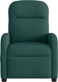 vidaXL Πολυθρόνα Μασάζ Ανακλινόμενη Σκούρο Πράσινο Υφασμάτινη