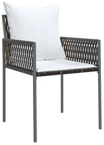 Καρέκλες Κήπου 2 τεμ. Καφέ 54x61x83 εκ. Συνθ. Ρατάν &amp; Μαξιλάρια - Καφέ