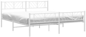 Πλαίσιο Κρεβατιού με Κεφαλάρι&amp;Ποδαρικό Λευκό 200x200εκ. Μέταλλο - Λευκό