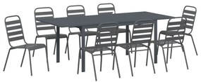 vidaXL 9 Τεμάχιο Σετ Τραπεζαρίας 9 pcs Σκούρο Γκρι Large