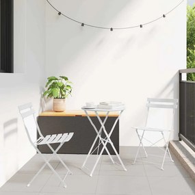 vidaXL Φορητό Σετ Μπιζερί 3 pcs Λευκό Ατσάλι