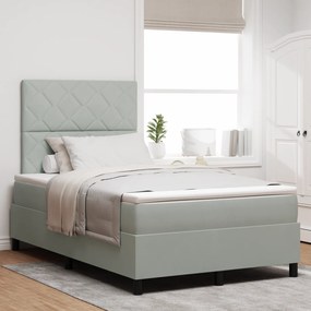 vidaXL κρεβάτι Box Spring με στρώμα και LED Γκρι 120x190 cm Βελούδο